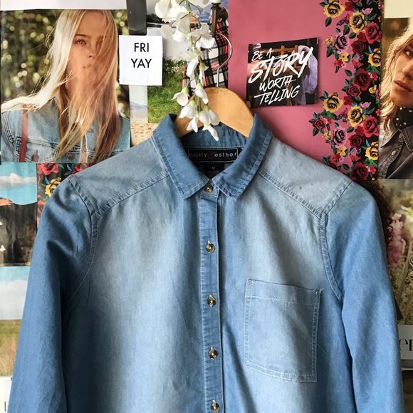 Chambray Embroidered Button-Down - Picture 2 of 5